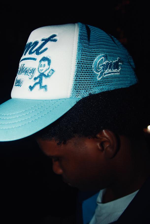 Get Money Trucker Hat Baby Blue Colourway