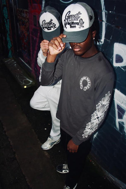 Get Money Trucker Hat Grey Colour way