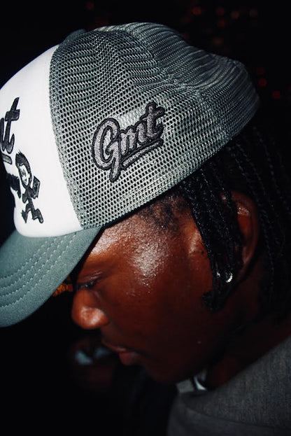 Get Money Trucker Hat Grey Colour way