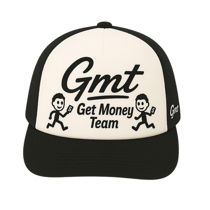 Get Money Trucker Hat White and Black Colourway