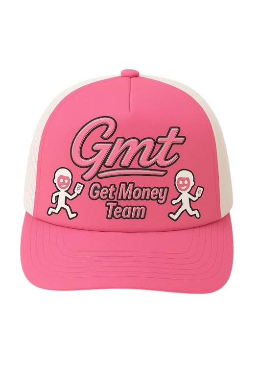 Get Money Trucker Hat Pink Colour Way